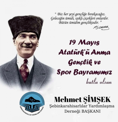 19 MAYIS GENÇLİK VE SPOR BAYRAMIMIZIN 102.YILI KUTLU OLSUN